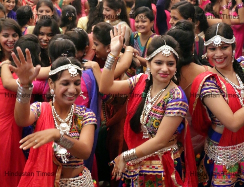 Girls Playing Garba During The Ongoing Navratri Festival