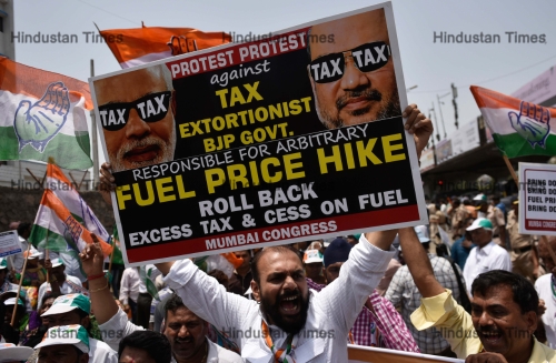 Congress Holds Protest Against Fuel Price Hike In Mumbai