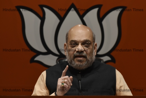 BJP President Amit Shah Addresses A Press Conference At BJP Headquarters