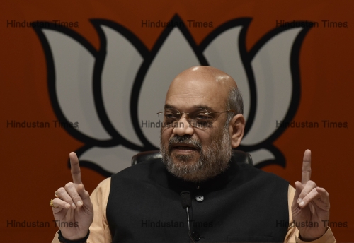 BJP President Amit Shah Addresses A Press Conference At BJP Headquarters