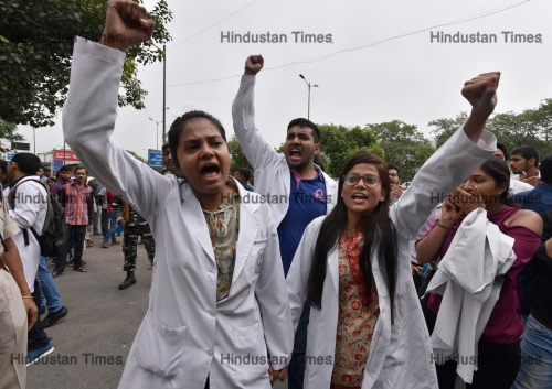 Junior Doctors And Medical Students Protest Against The National Medical Commission Bill