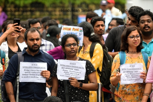 Junior, Resident Doctors And Medical Students Protest Against The National Medical Commission Bill