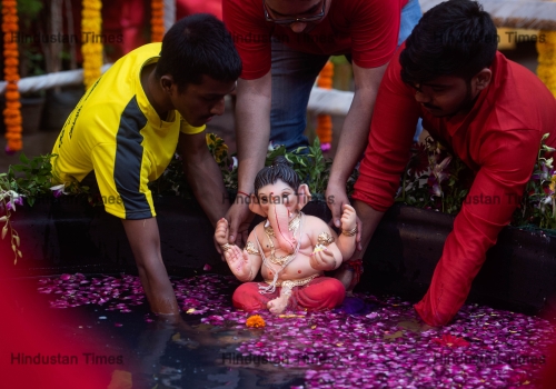 Hindu Devotees Immerse The Idols Of Lord Ganesha