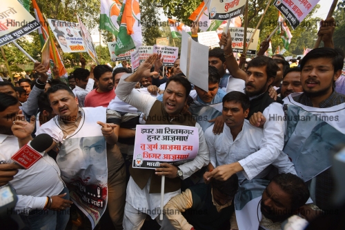 Youth Congress Members Protest Against The Government's Decision Over Withdrawal Of SPG Cover Of Gandhi Family