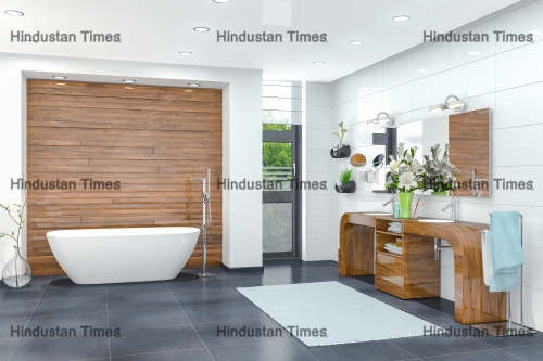 3d,Render,Of,A,Modern,Bathroom,In,White,With,A