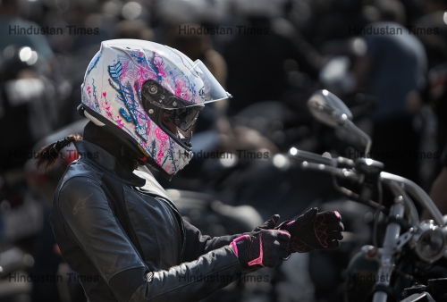 24-04-2019,Riga,,Latvia.,Biker,Girl,In,A,Leather,Jacket,And