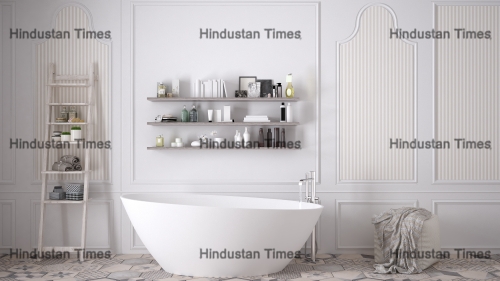 Scandinavian,Bathroom,,Classic,White,Vintage,Interior,Design,,3d,Illustration