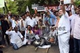 NCP Activists Protest Against Petrol/Diesel Prices Hike In Mumbai