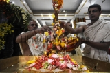 Priests Perform Prayers On The Birth Anniversary Of Srila Prabhupada at ISKCON Temple
