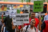 Animal Rights Activists Protest Against Animal Cruelty And Promotion Of Vegan Diet At Mandi House