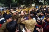 Delhi University Teachers Protest At VC Office Demanding The Absorption Of Ad Hoc And Temporary Teachers