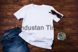 White,Unisex,Cotton,T-shirt,Rustic,Mockup,With,Sunglasses,,Jeans,And