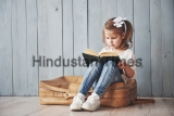 Ready,To,Big,Travel.,Happy,Little,Girl,Reading,Interesting,Book