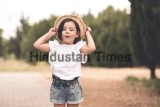Funny,Cute,Child,Girl,3-4,Year,Old,Holding,Straw,Hat