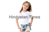 Little,Girl,In,A,Pure,White,T-shirt,For,Advertising,And