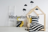 Stylish,,Modern,Child's,Bedroom,With,A,Large,,Yellow,Alarm,Clock,