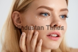 Facial,Care.,Portrait,Of,Sexy,Young,Woman,With,Drops,Of