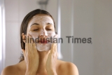 Skincare,Woman,Washing,Face,Foaming,Facewash,Soap,Scrub,On,Skin.