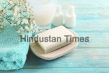 Soap,On,A,Dish,Over,Wooden,Background