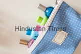 Blue,Travel,Toiletry,Bag,With,Travel,Toiletries,,Small,Plastic,Bottles