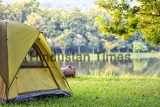 Camping,Green,Tent,In,Forest,Near,Lake