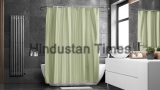 Blank,Green,Closed,Shower,Curtain,Mockup,,Front,View,,3d,Rendering.