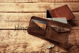 Stylish,Leather,Wallet,With,Money,And,Box,On,Wooden,Background