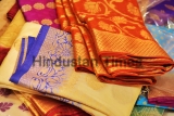 Closeup,View,Of,Banares,Silk,Saris,In,A,Textile,Shop,